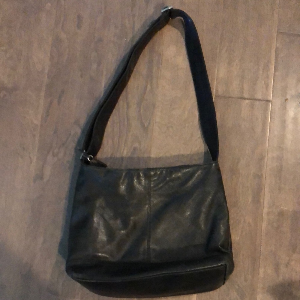 Vintage Rolfs Black soft Leather shoulder Handbag purse
